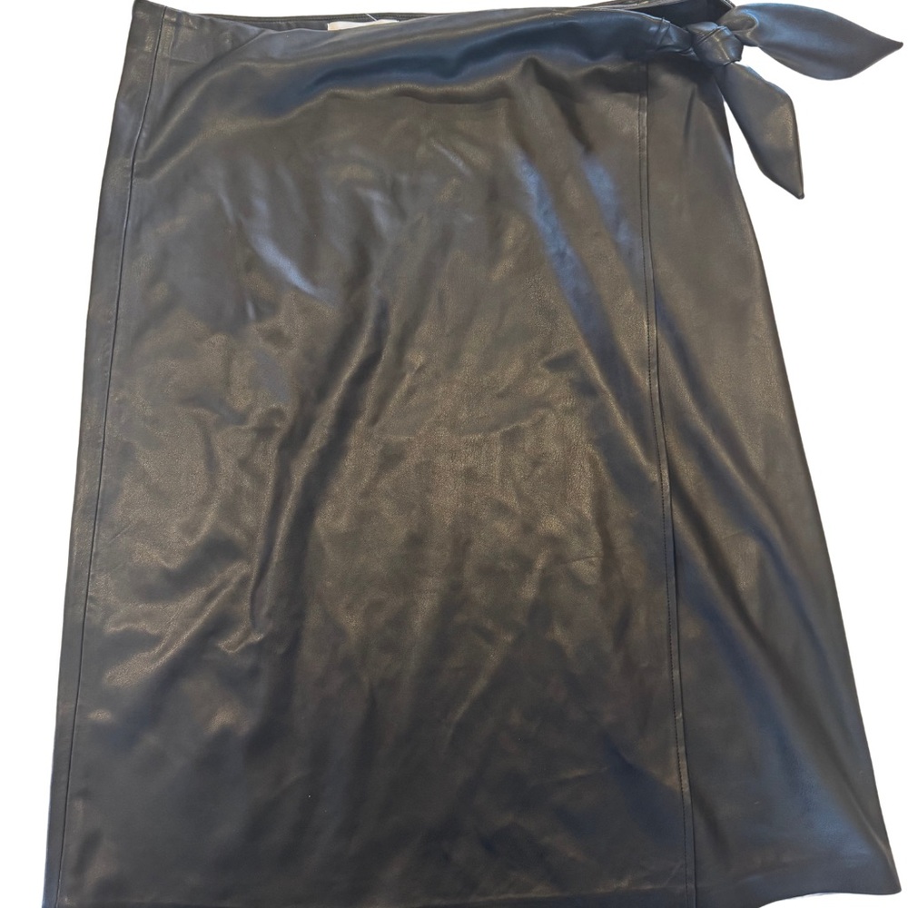 The Drop Women's Manon Vegan Leather Wrap-Front Midi Skirt, XL, NWT